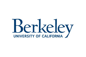 A blue and white logo of berkeley university.