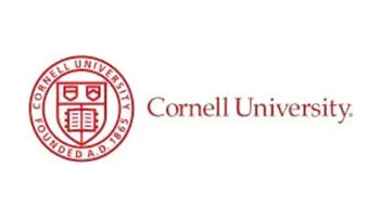 A red and white logo for cornell university.