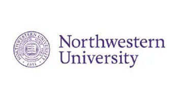 A purple and white logo for northwestern university.