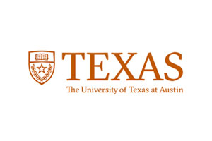 A brown and white logo for the university of texas at austin.